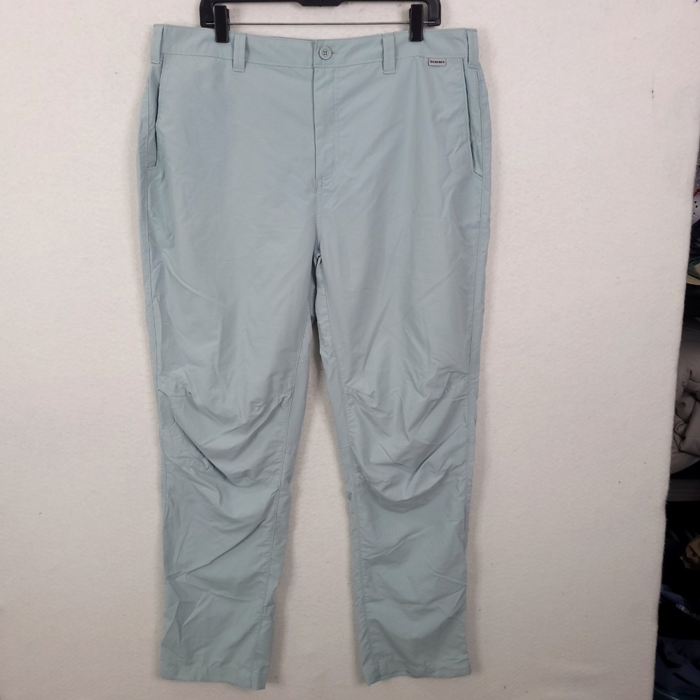 Simms Superlight Fishing Pants Mens Size 40R Light Blue Quick Dry Hiking Outdoor